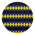 Black Yellow And Blue Argyle Print Round Blanket