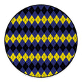 Black Yellow And Blue Argyle Print Round Floor Mat