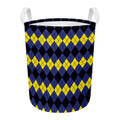 Black Yellow And Blue Argyle Print Round Laundry Basket