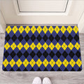 Black Yellow And Blue Argyle Print Rubber Doormat