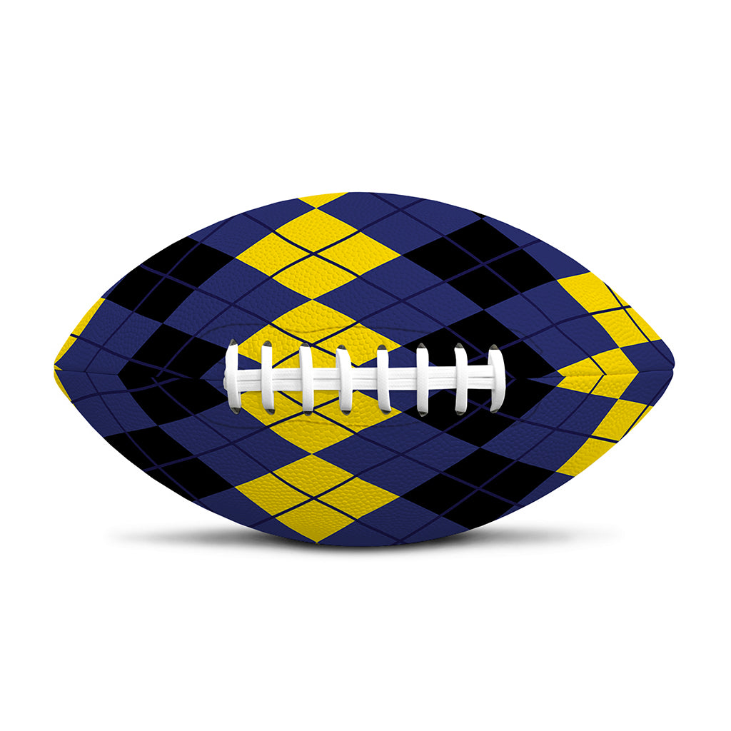 Black Yellow And Blue Argyle Print Rugby Ball