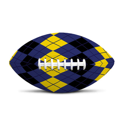 Black Yellow And Blue Argyle Print Rugby Ball