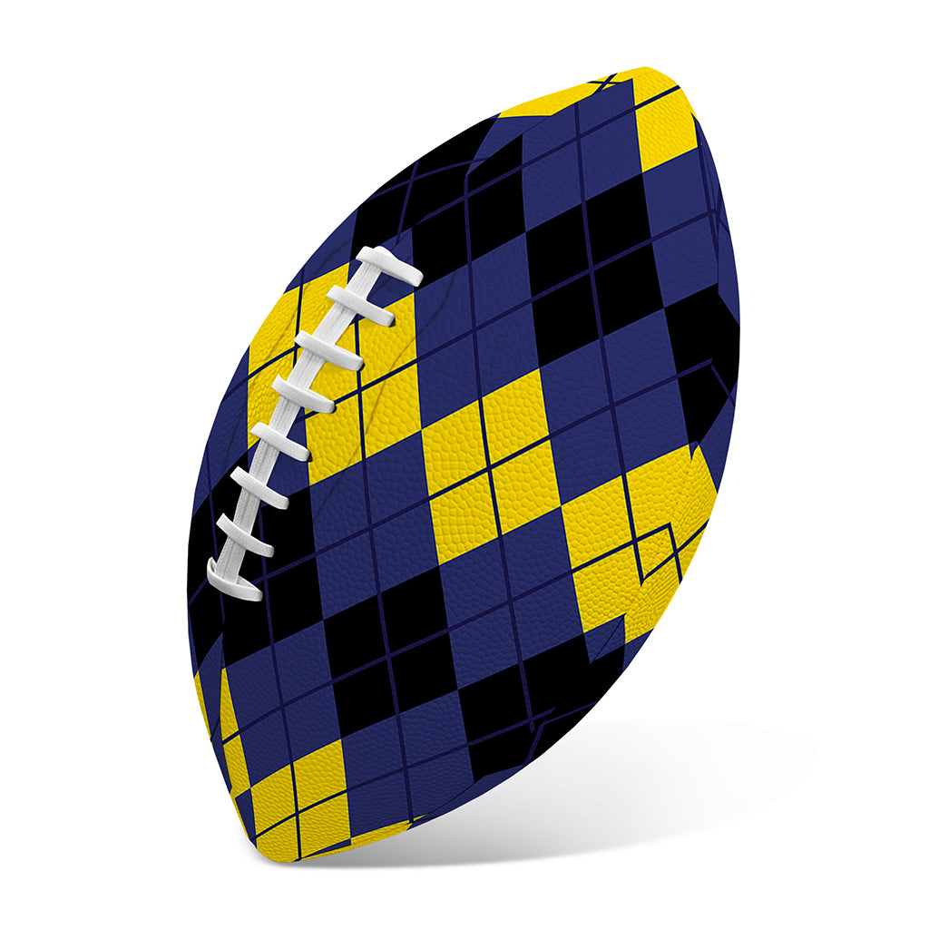 Black Yellow And Blue Argyle Print Rugby Ball