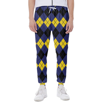 Black Yellow And Blue Argyle Print Scuba Joggers