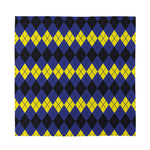 Black Yellow And Blue Argyle Print Silk Bandana