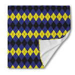 Black Yellow And Blue Argyle Print Silk Bandana