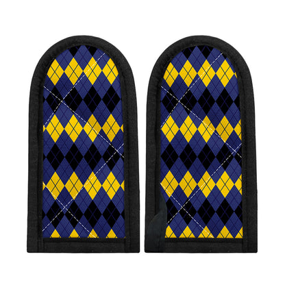 Black Yellow And Blue Argyle Print Skillet Handle Cover