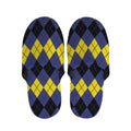 Black Yellow And Blue Argyle Print Slippers