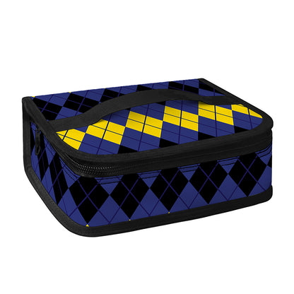 Black Yellow And Blue Argyle Print Small Lunch Bag