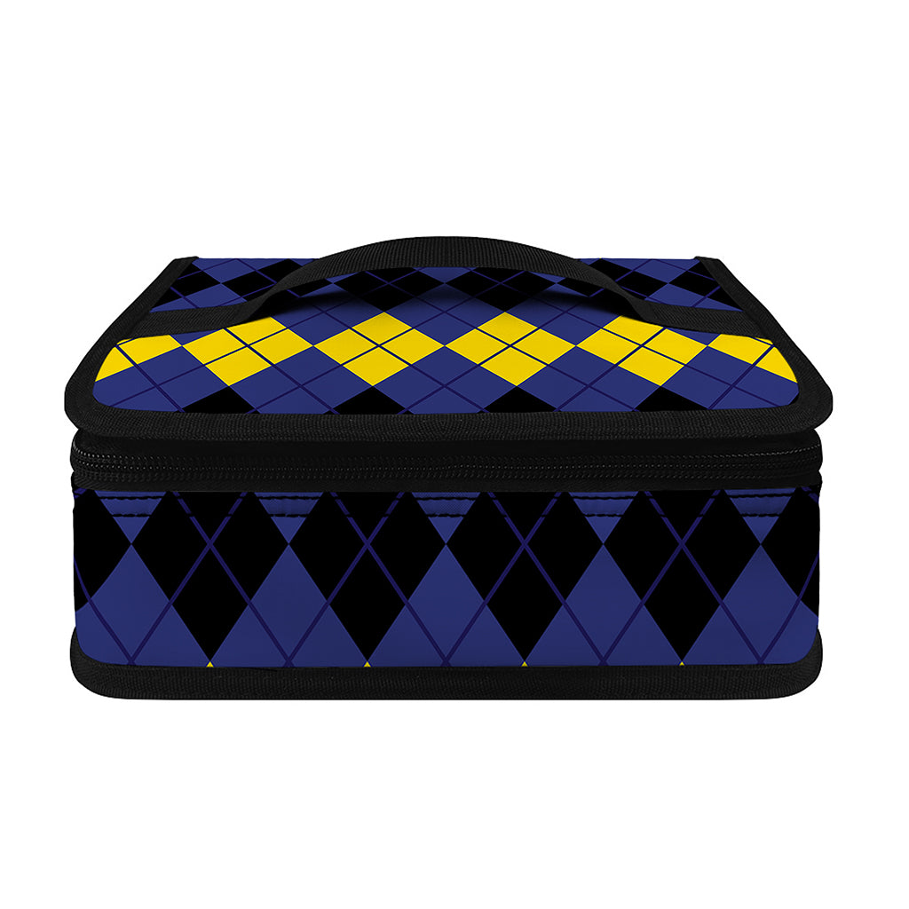 Black Yellow And Blue Argyle Print Small Lunch Bag
