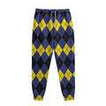 Black Yellow And Blue Argyle Print Sweatpants