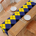 Black Yellow And Blue Argyle Print Table Runner
