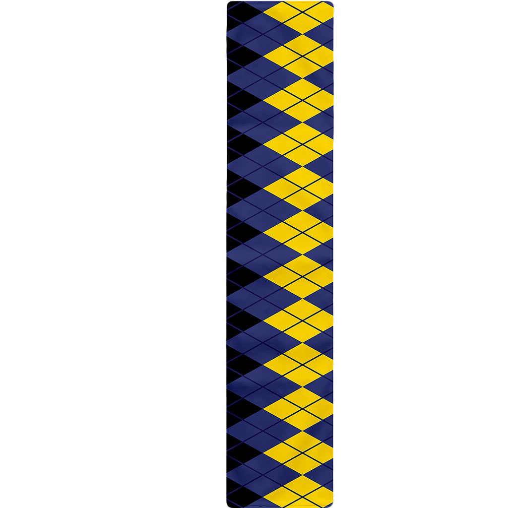 Black Yellow And Blue Argyle Print Table Runner