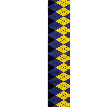 Black Yellow And Blue Argyle Print Table Runner