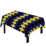 Black Yellow And Blue Argyle Print Tablecloth
