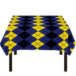 Black Yellow And Blue Argyle Print Tablecloth