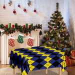 Black Yellow And Blue Argyle Print Tablecloth