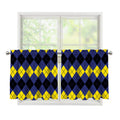 Black Yellow And Blue Argyle Print Tier Curtains