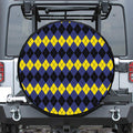 Black Yellow And Blue Argyle Print Tire Cover