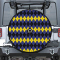 Black Yellow And Blue Argyle Print Tire Cover With Camera Hole