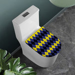 Black Yellow And Blue Argyle Print Toilet Lid Cover
