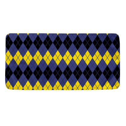 Black Yellow And Blue Argyle Print Towel
