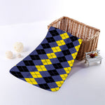 Black Yellow And Blue Argyle Print Towel
