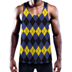 Black Yellow And Blue Argyle Print Training Tank Top