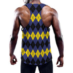 Black Yellow And Blue Argyle Print Training Tank Top