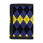 Black Yellow And Blue Argyle Print Trifold Wallet
