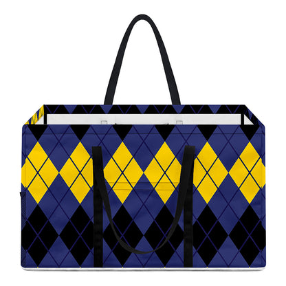 Black Yellow And Blue Argyle Print Utility Tote Bag