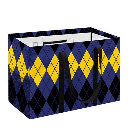 Black Yellow And Blue Argyle Print Utility Tote Bag