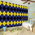 Black Yellow And Blue Argyle Print Wall Sticker