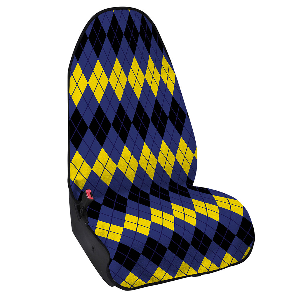 Black Yellow And Blue Argyle Print Waterproof Car Seat Cover