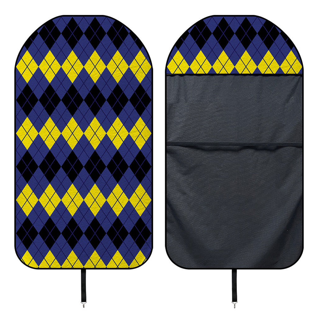 Black Yellow And Blue Argyle Print Waterproof Car Seat Cover