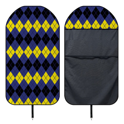 Black Yellow And Blue Argyle Print Waterproof Car Seat Cover