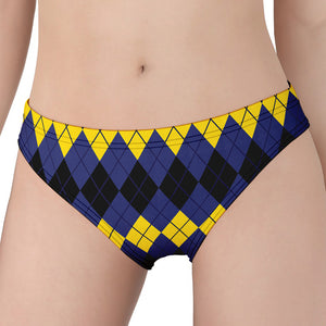 Black Yellow And Blue Argyle Print Women's Panties