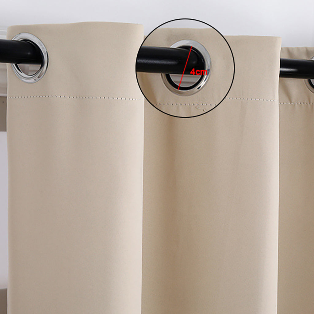 White And Cyan Striped Pattern Print Blackout Grommet Curtains