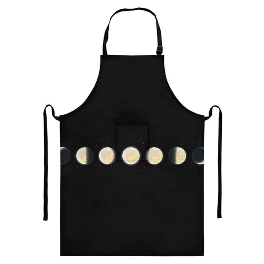 Blood Moon Lunar Phase Print Bib Apron With Pocket