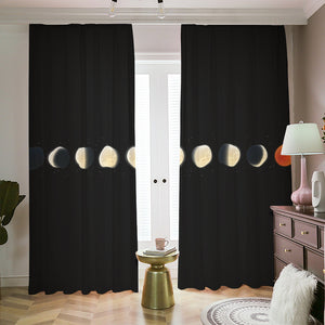 Blood Moon Lunar Phase Print Blackout Pencil Pleat Curtains