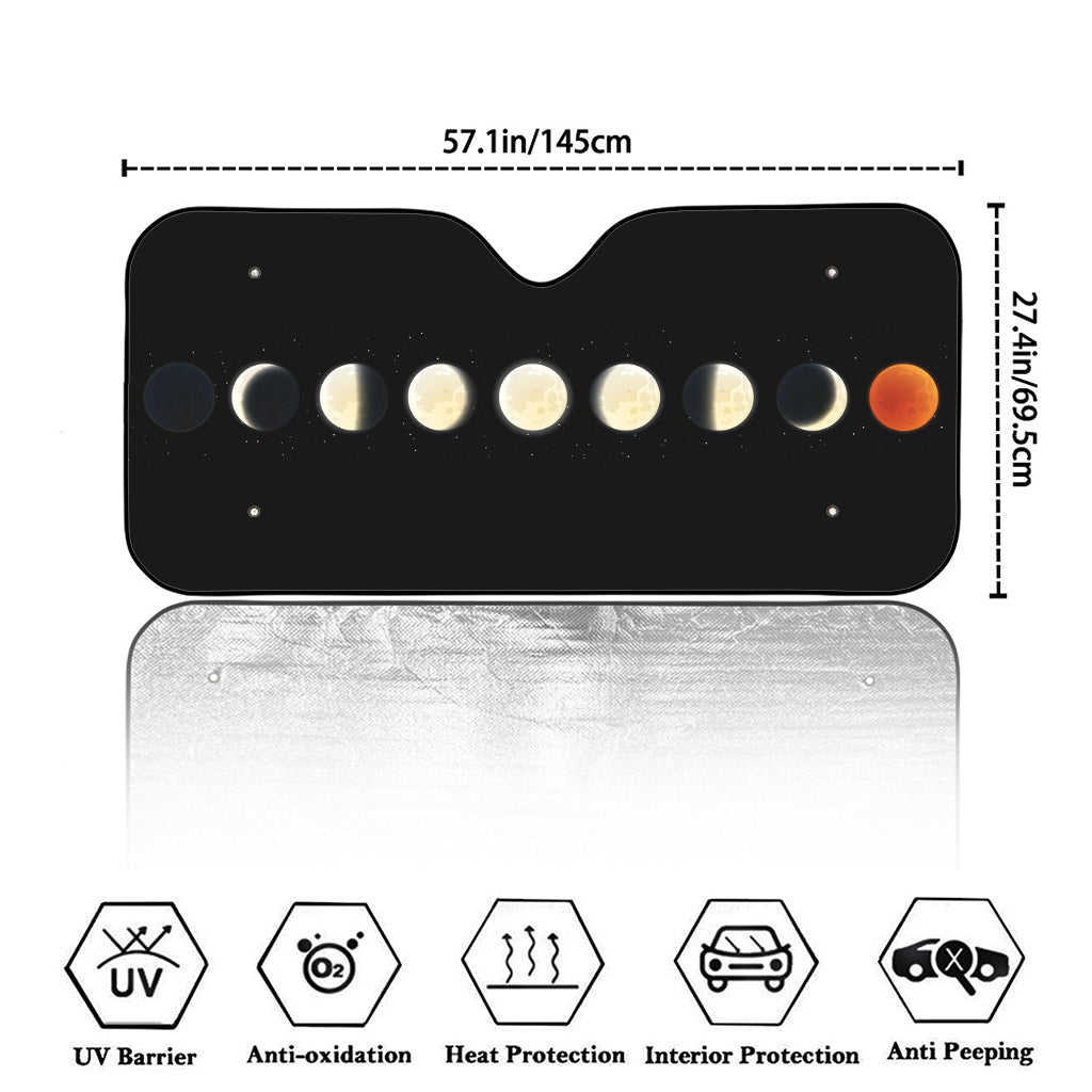 Blood Moon Lunar Phase Print Car Windshield Sun Shade