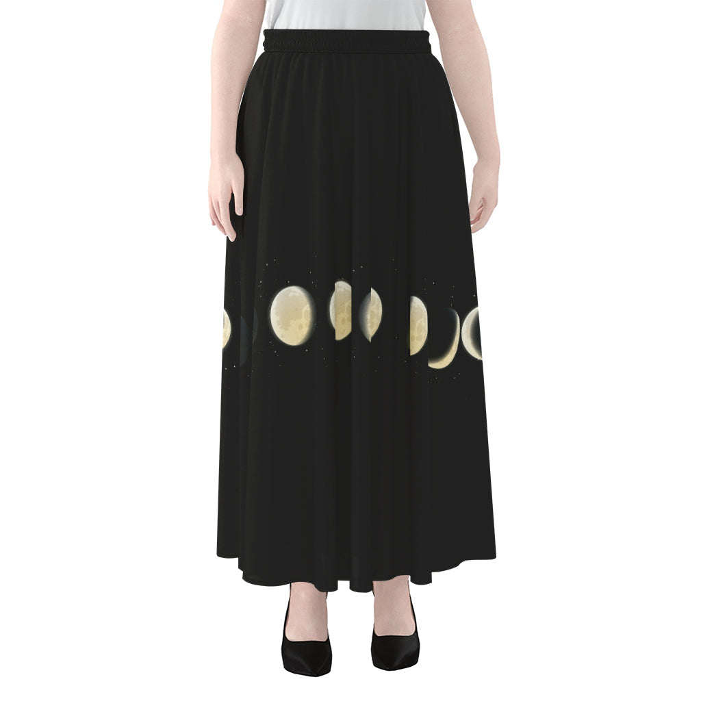 Blood Moon Lunar Phase Print Chiffon Maxi Skirt