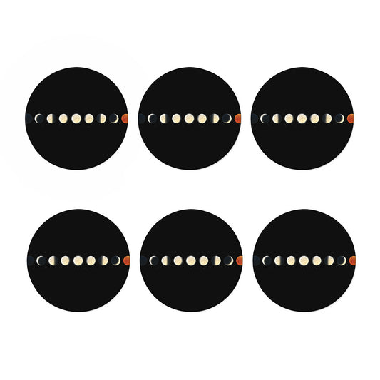 Blood Moon Lunar Phase Print Coaster Set