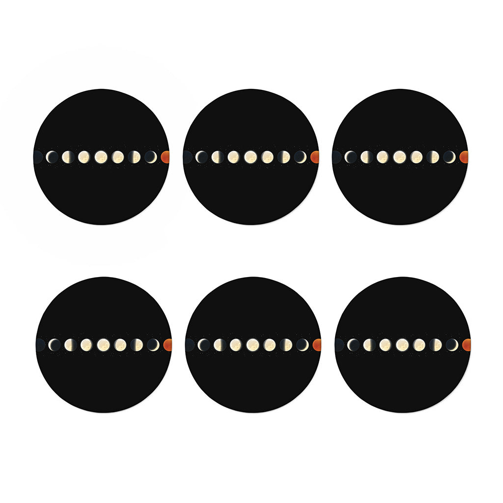 Blood Moon Lunar Phase Print Coaster Set