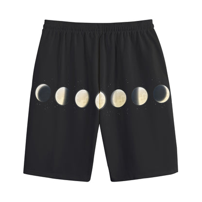 Blood Moon Lunar Phase Print Cotton Shorts