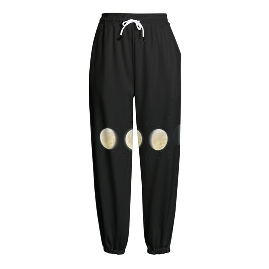 Blood Moon Lunar Phase Print Fleece Lined Knit Pants