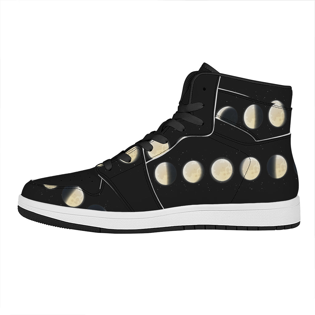 Blood Moon Lunar Phase Print High Top Leather Sneakers