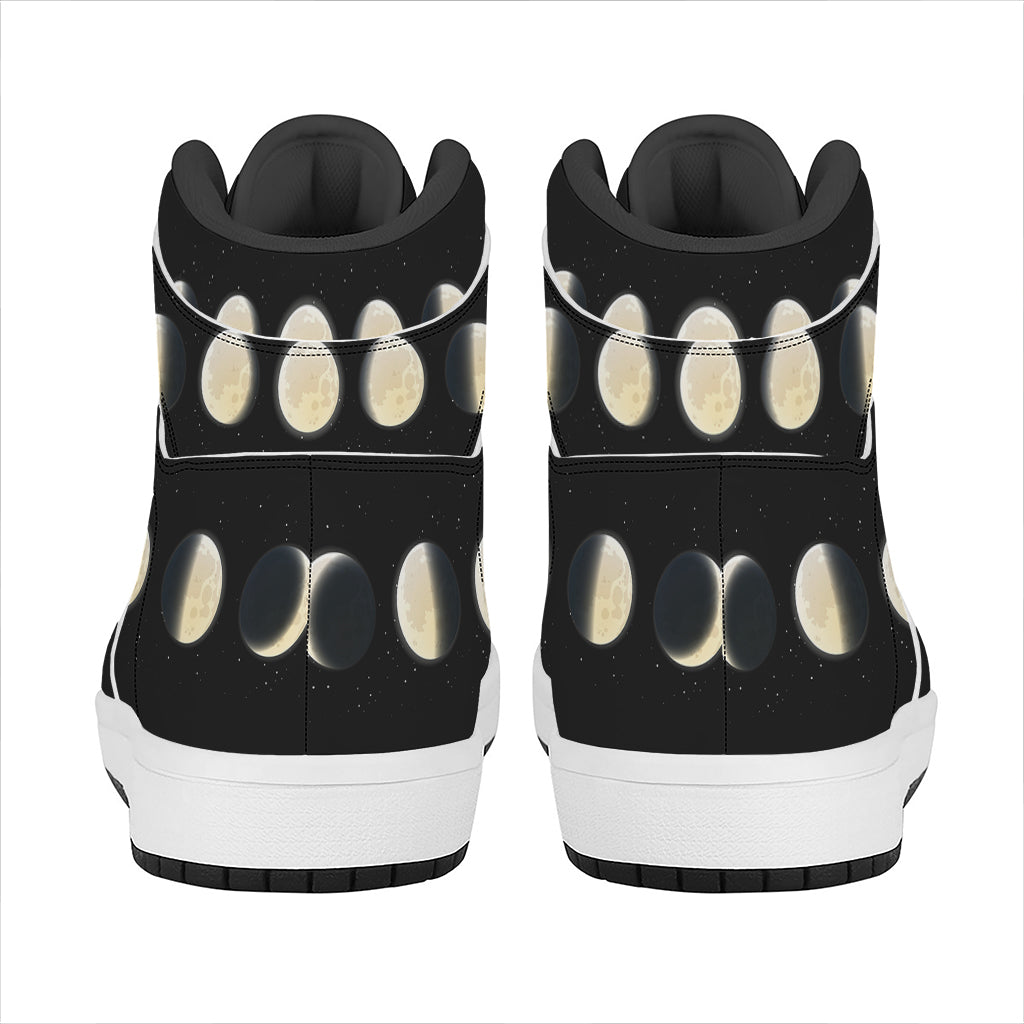 Blood Moon Lunar Phase Print High Top Leather Sneakers