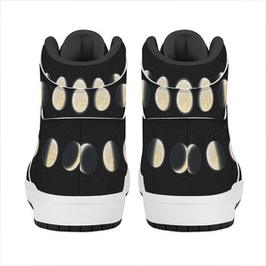 Blood Moon Lunar Phase Print High Top Leather Sneakers