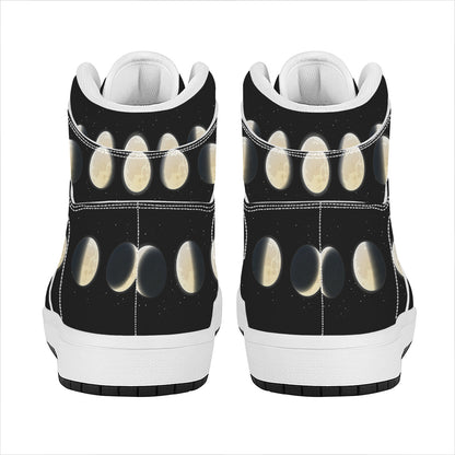 Blood Moon Lunar Phase Print High Top Leather Sneakers